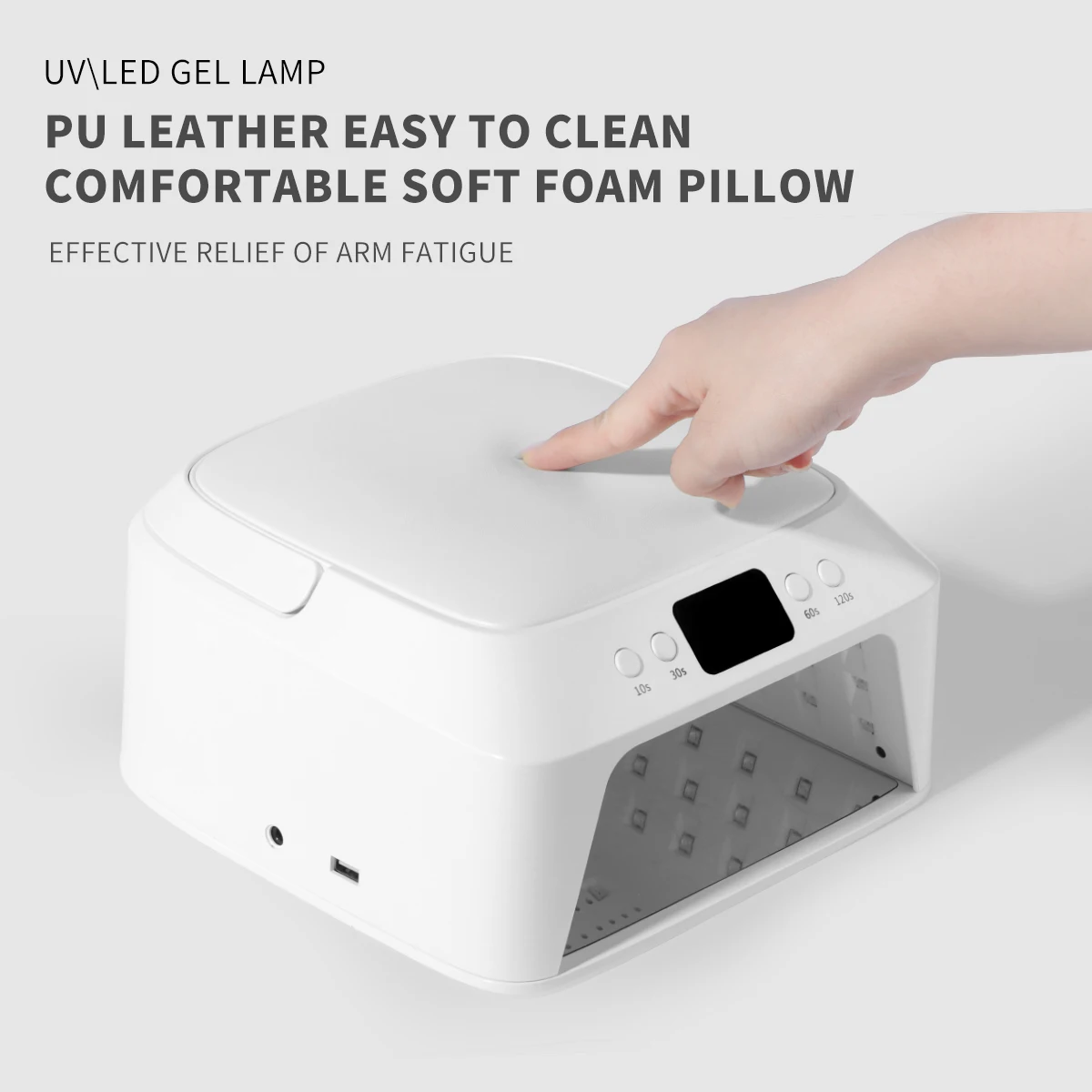 Lampada per unghie professionale a LED UV con bracciolo - Maniglia portatile di grande spazio Doppio display anteriore e posteriore Asciugatura rapida per smalto gel