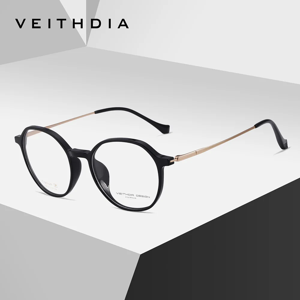 VEITHDIA Brand Round Glasses Frame Optical Power Titanium Alloy Frame Anti Blue Ray Lenses Computer Anti-Fatigue Eyewear E71F68