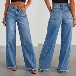 Women Denim Pants Trend Wide Leg Pants High Waist Fashion Loose Trousers Spring Autumn Classic Straight Pants Pantalones 