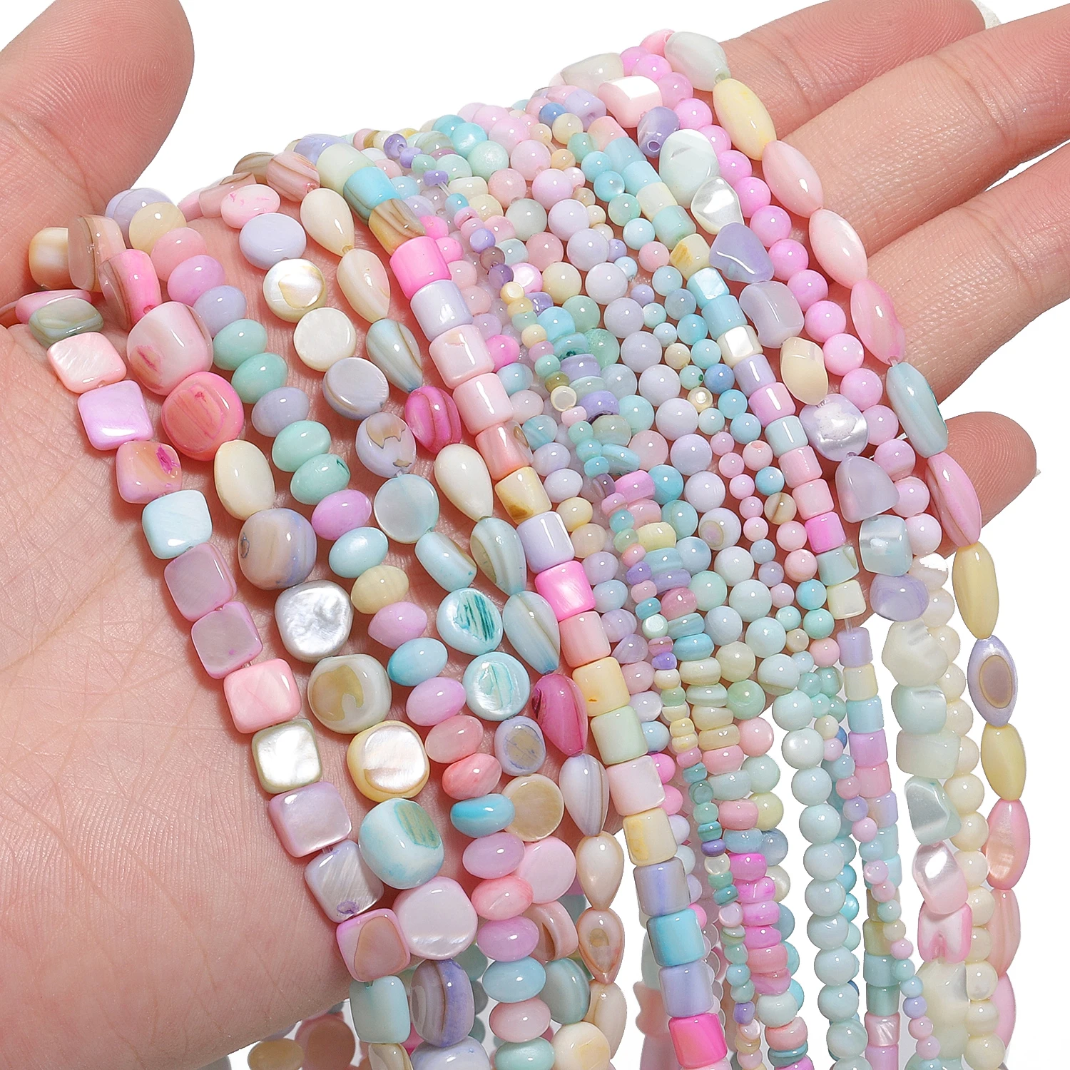 36 Types Colorful Natural Freshwater Shell Beads Beads Heart Cross Star Mother Of Pearl Beads for Jewelry Making DIY Bracelets