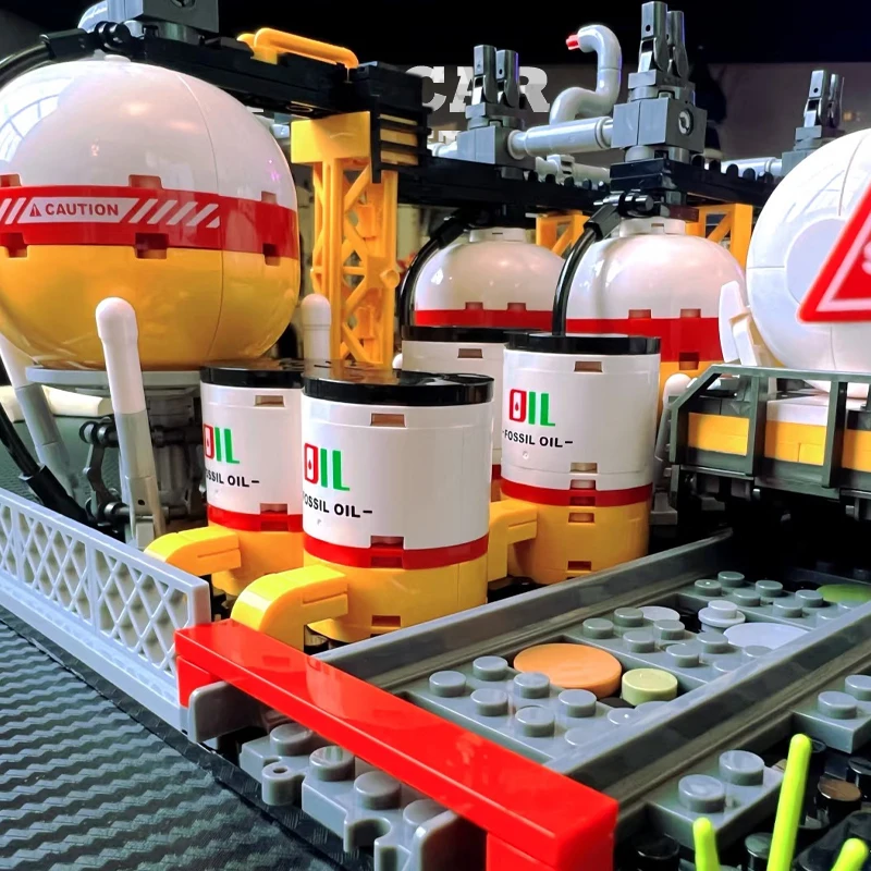 화학 공장 모델 MOC 브릭 키트 공장 건물 STEM 장난감 도시 거리 상점 블록 DIY 장면 성인 친구 크리스마스 선물