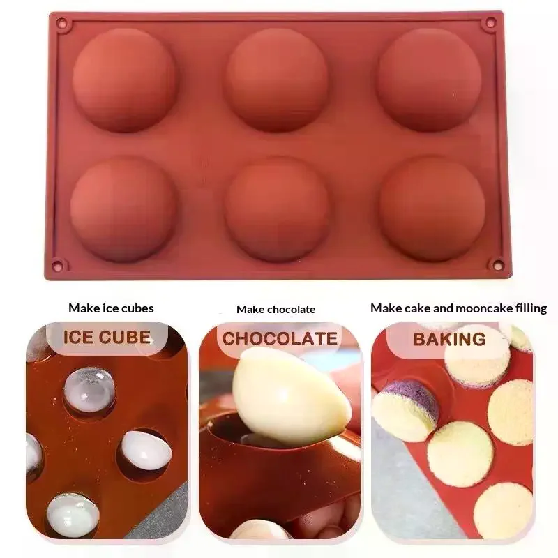 3D 5/6/15/24 Grids Semicircular Silicone Mold For: Baking Balls Pudding Mousse Chocolate Eco-Friendly