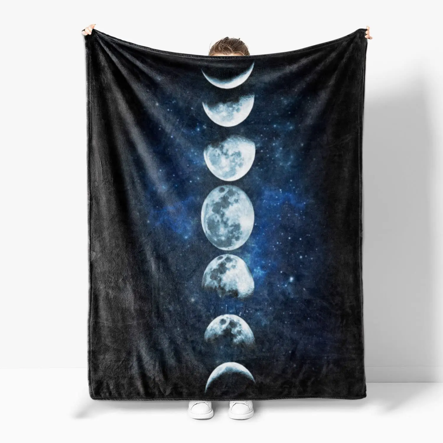 Lunar Eclipse Throw Blanket Soft Warm Sherpa Flannel Galaxy Full Moon Blanket for Sofa Chair Bed Office Travelling Camping Gifts