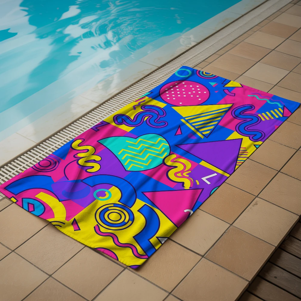 Geometric Shapes Microfiber Beach Towel Quick Dry Sand Free Oversized Soft Absorbent Bath Towel for Swimming Pool Travel Gym