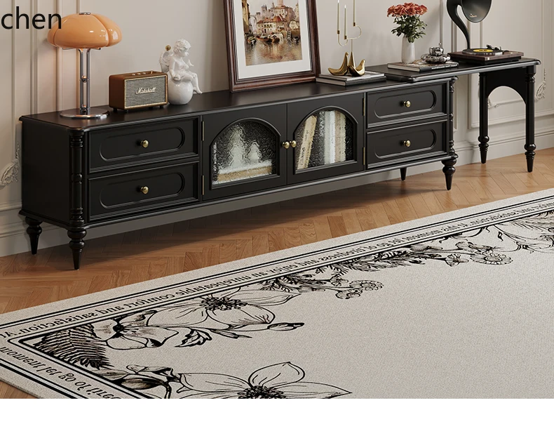 

QZT Solid Wood Extendable TV Cabinet and Coffee Table Set for Living Room Home Storage Cabinet Integrated