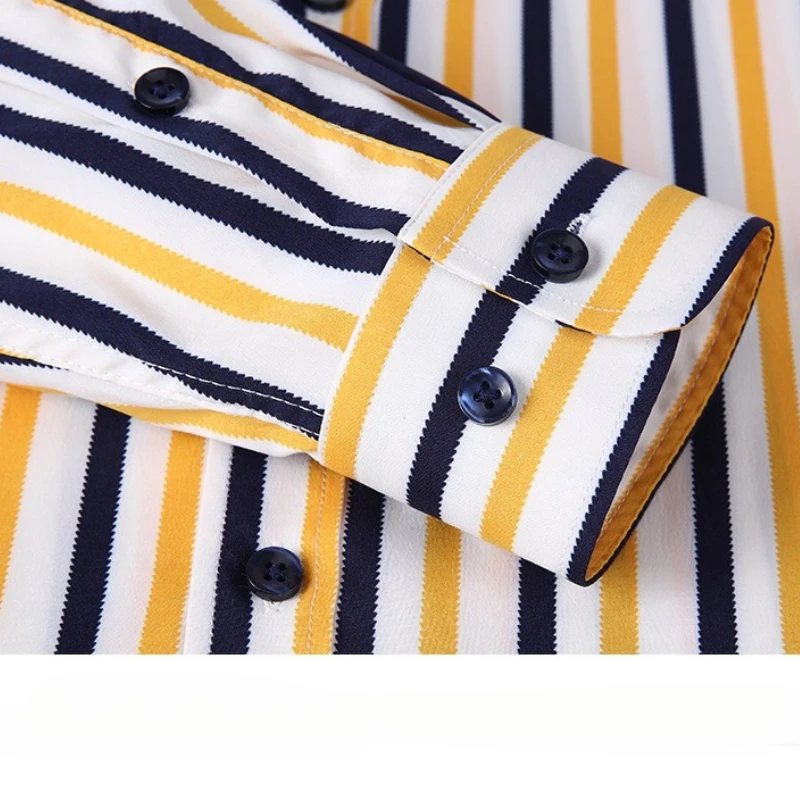 Men's long sleeve shirt Casual stripe Non-Iron Men's Business Casual Long Sleeve shirt Classic plaid fashion social Anti-wrinkle view 3