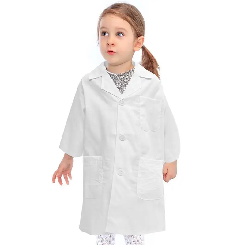 1 st Wasbare Witte Laboratoriumkleding Wetenschapper Jas Kinderkostuum Kids Laboratoriumjas Kinderen Party Cosplay Kostuum Accessoires