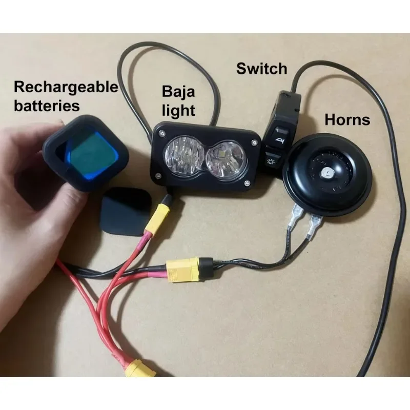 Battery‑Powered Baja Light LED Headlight & Horn Combo Kit Plug‑and‑Play For E‑Bike Bicycle Motorcycle Mountain Bike