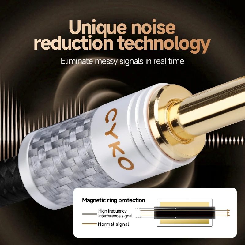 CYKO HIFI ستيريو 6.5 مللي متر جاك 2 أقسام 7N OCC ستيريو عالية الأداء قسط مرحبا فاي كابل الصوت aux لخلاط كطاقة الصوت المتكلم