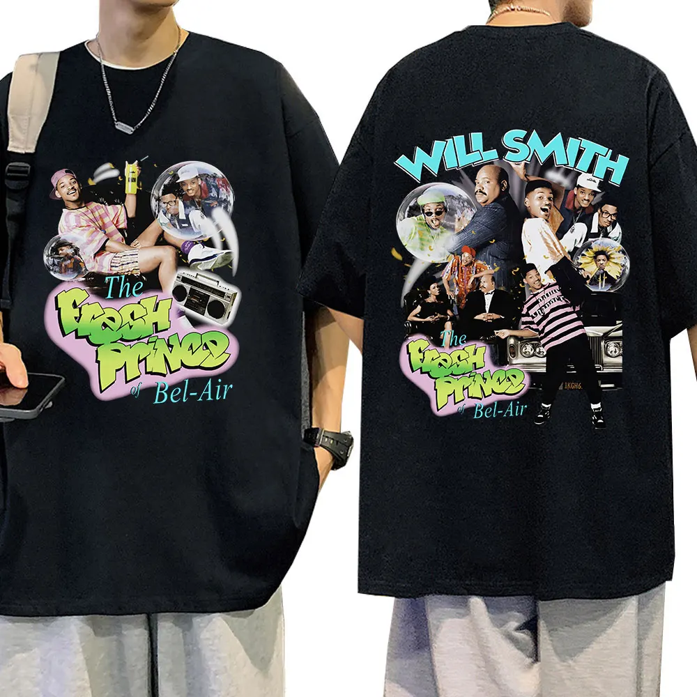 The Fresh Prince of Bel Air Graphic Tee Will Smith Phillip Banks Short Sleeve Oversized Casual Retro Streetwear Fashion Tops