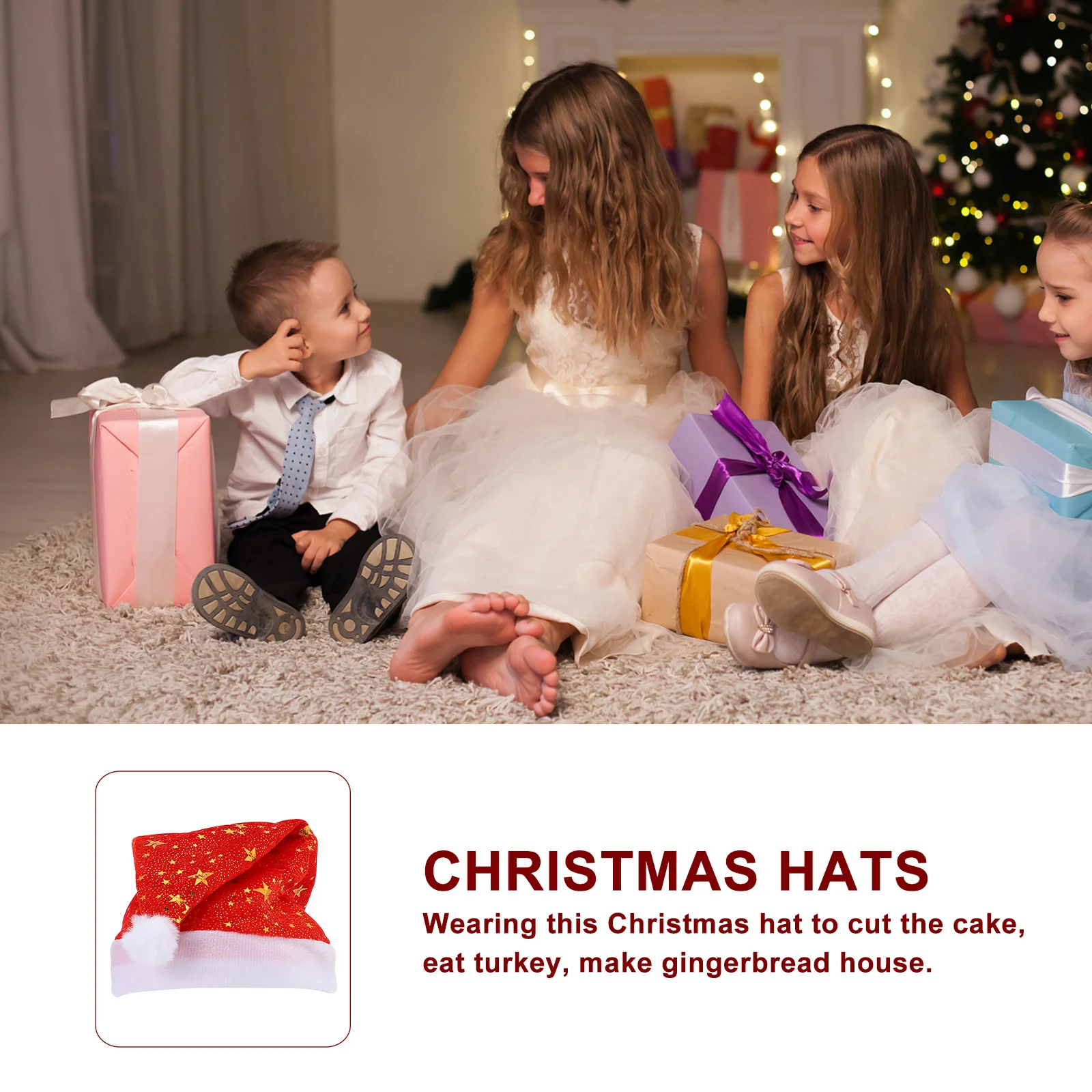 

2Pcs Christmas Hat Santa Hat Hanging Xmas Tree Pendants Kids Holiday Decorations Christmas Ornament Hanging Pendant