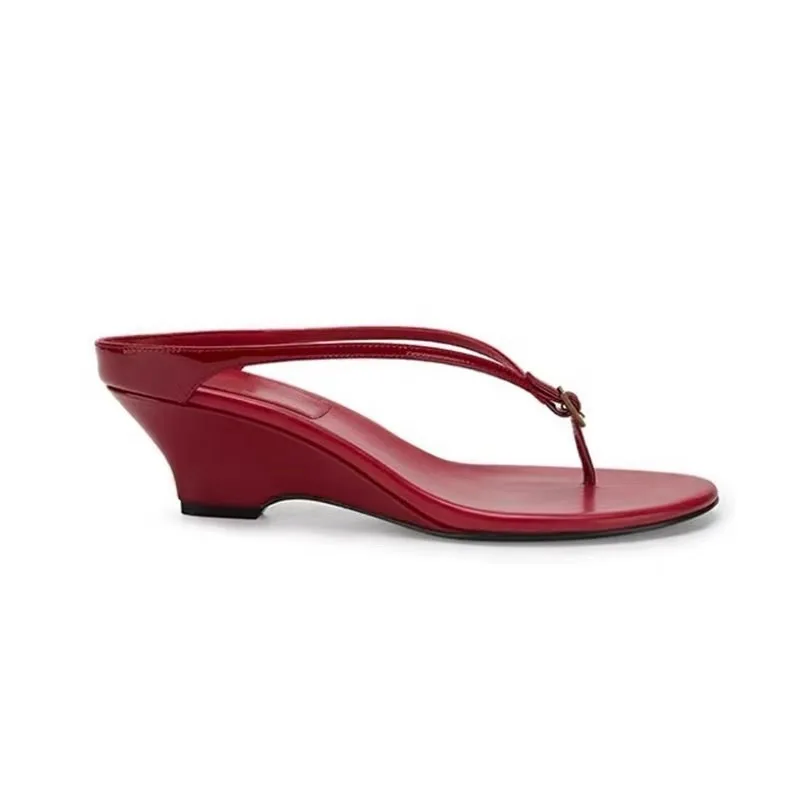 Fashion Thin Pumps Slippers Runway Toe Loop Sandals Celebrity Slides Women Red High Heels Club Ring Flip Flop view 2