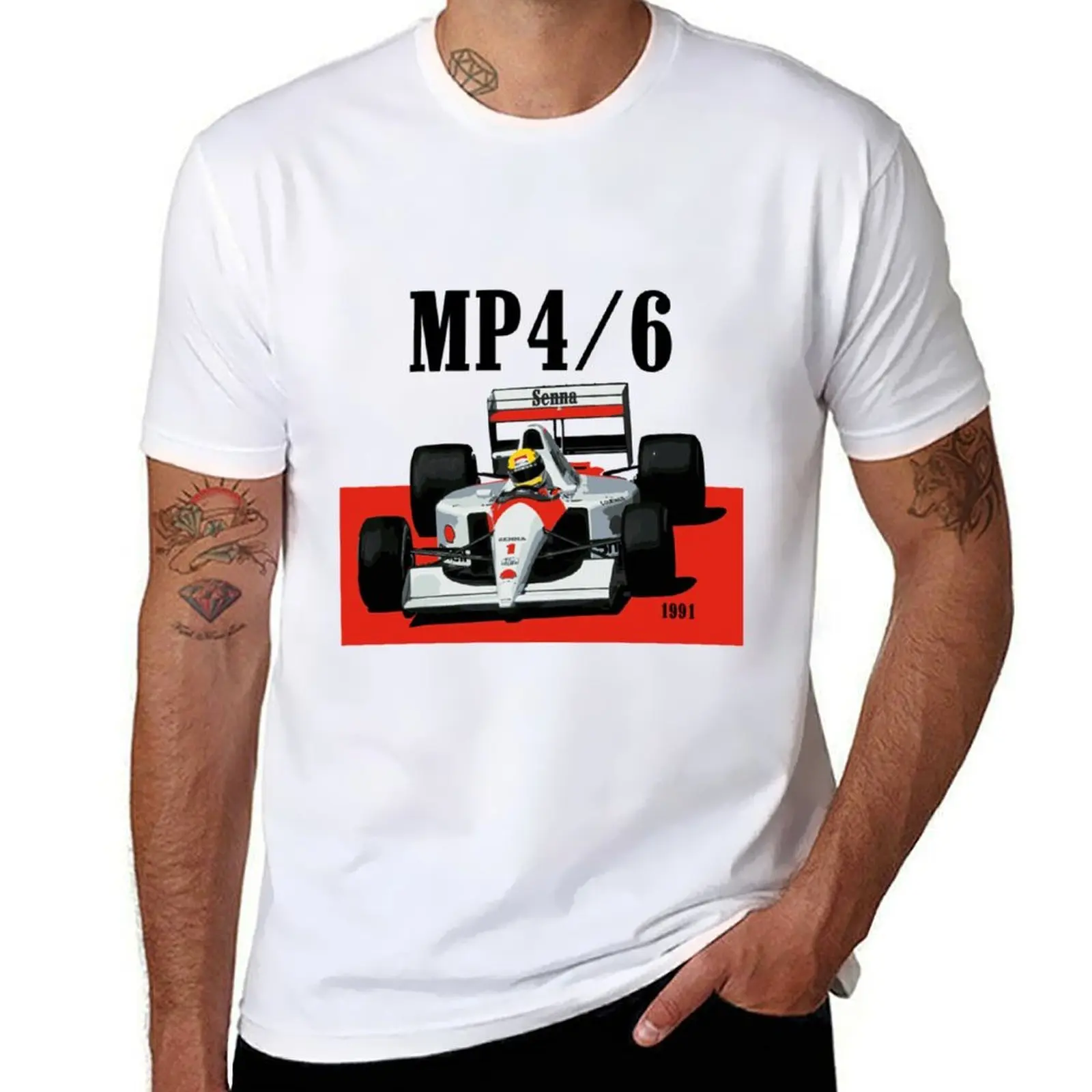 

Senna MP4_6 F1 Car T-Shirt man t shirts for men casual t shirts for man cotton funny T-Shirt