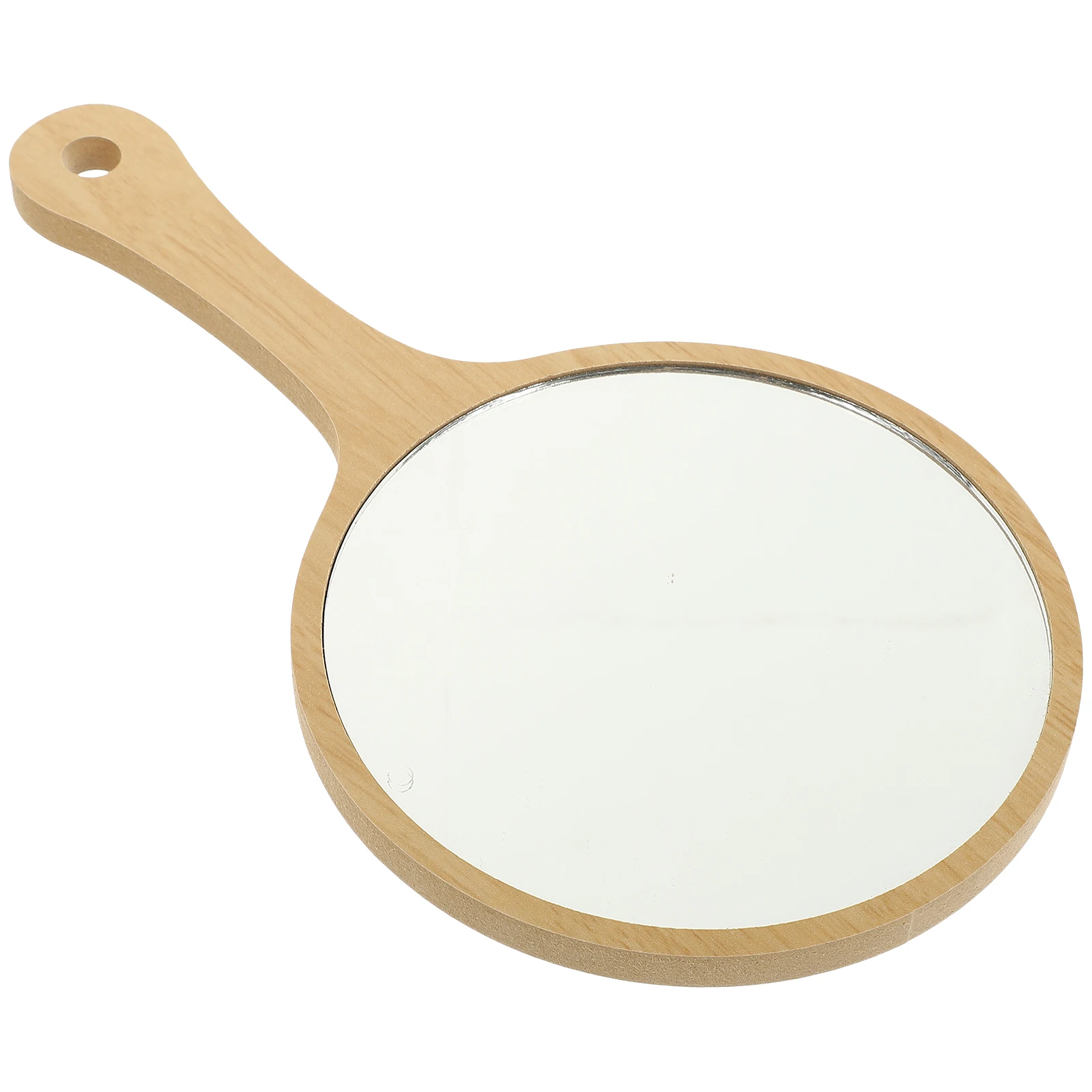 Handheld Makeup Wooden Handle Portable Round For Travel Daily Use Vintage Hand Mirror Compact Women Makeup Mirror