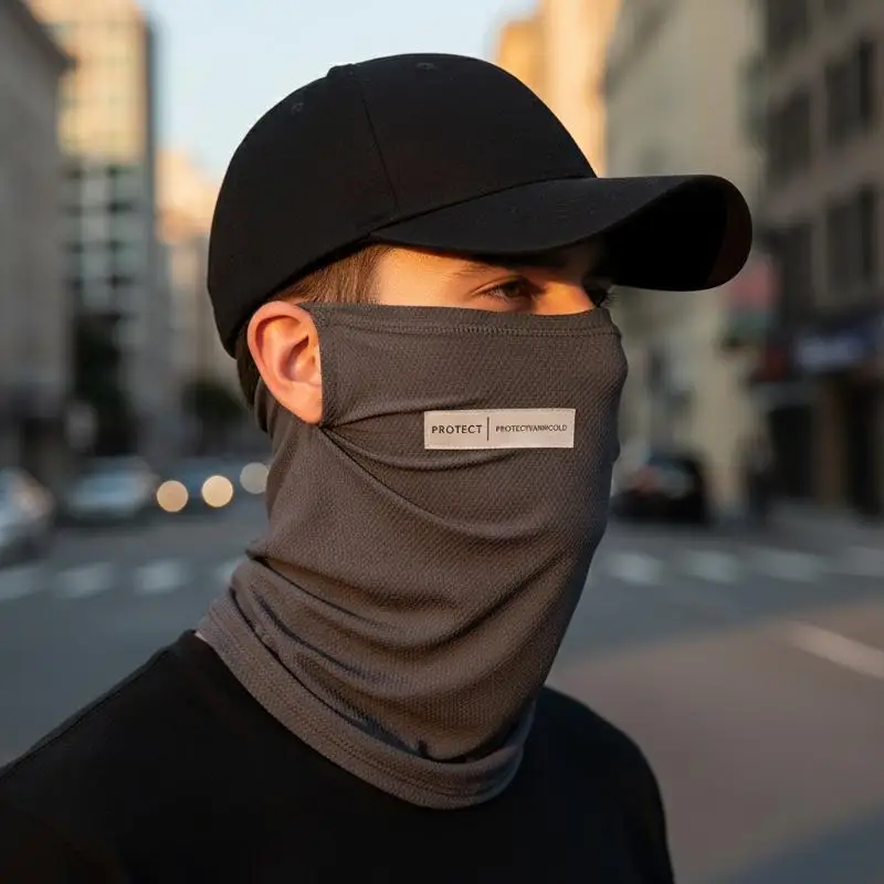 Summer Ice Silk Sunscreen Face Mask Solid Color Earloop Neck Cover Outdoor Cycling UV Protection Scarf