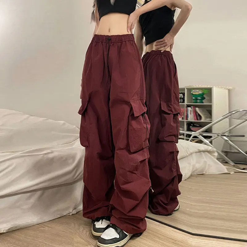 Pantaloni femminili con tasche Classico casual Y2k Streetwear Xxl Comodo elasticizzato Estetico Pantaloni da donna rosa anni '90 di alta qualità