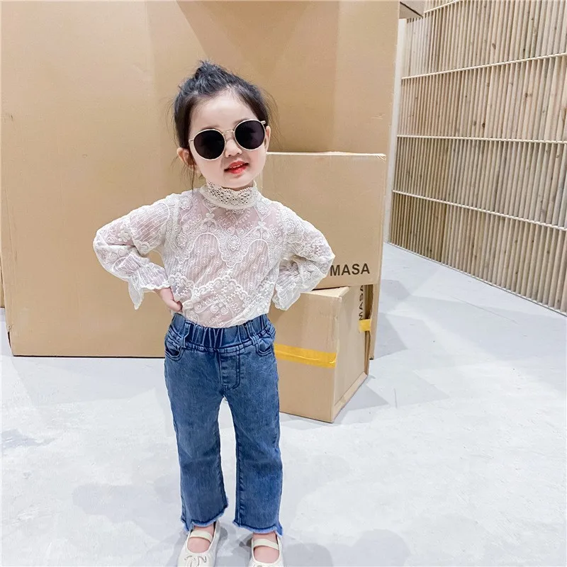 Baby Girl Princess Lace Shirt Infant Toddler Child Tshirt Long Sleeve Girl Blouses Top Spring Autumn Summer Baby Clothes 1-7Y