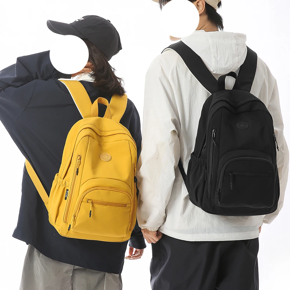 

Casual Multi-pocket Nylon Backpack, Lightweight Solid Color Daypack, Versatile Commuter Bag for Daily Travel
