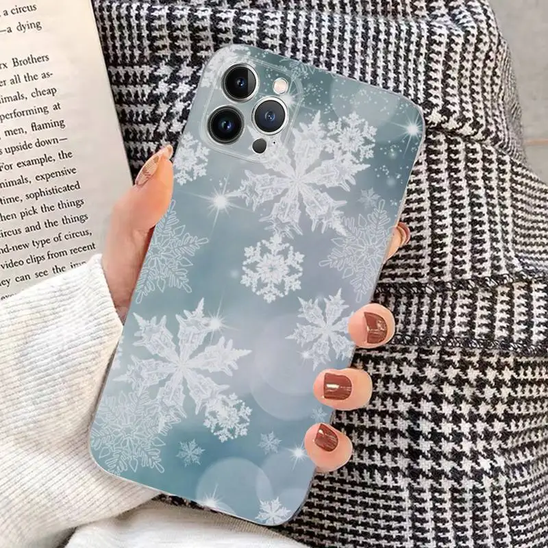 Christmas Snowflake Phone Case Silicone Soft for iphone 14 13 12 11 Pro Mini XS MAX 8 7 6 Plus X XS XR Cover