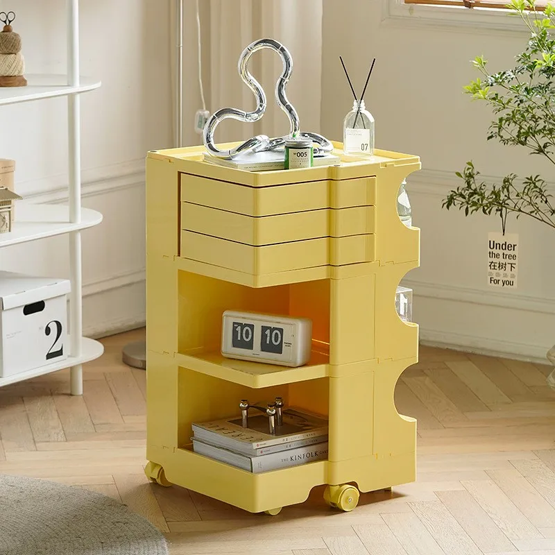 Nordic Light Luxury Design Nightstand Used As A Rotating Storage Locker Removable Plastic Snack Side Cabinet Household Lockers