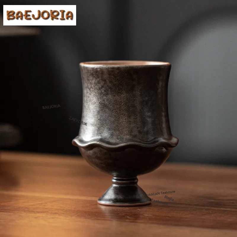 Black Shino Ware Lace Teacup Zen Tea Bowl Cute Cup Tea-tasting Smelling Cup Jianzhan Master Cups Household Tea Services Craft