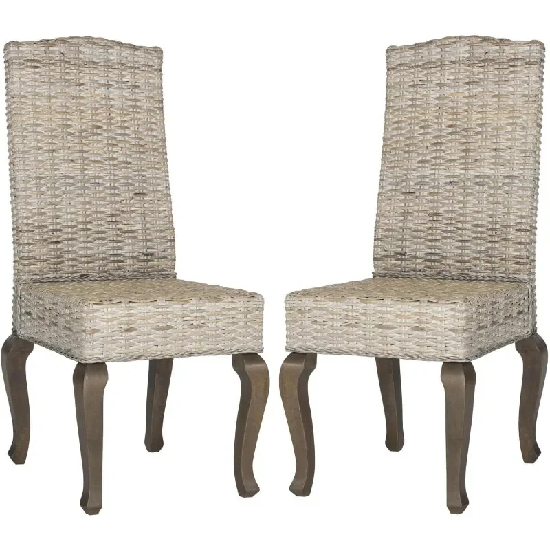 Cadeira de jantar Milos Grey Wicker, 18 pol, Home Coleção