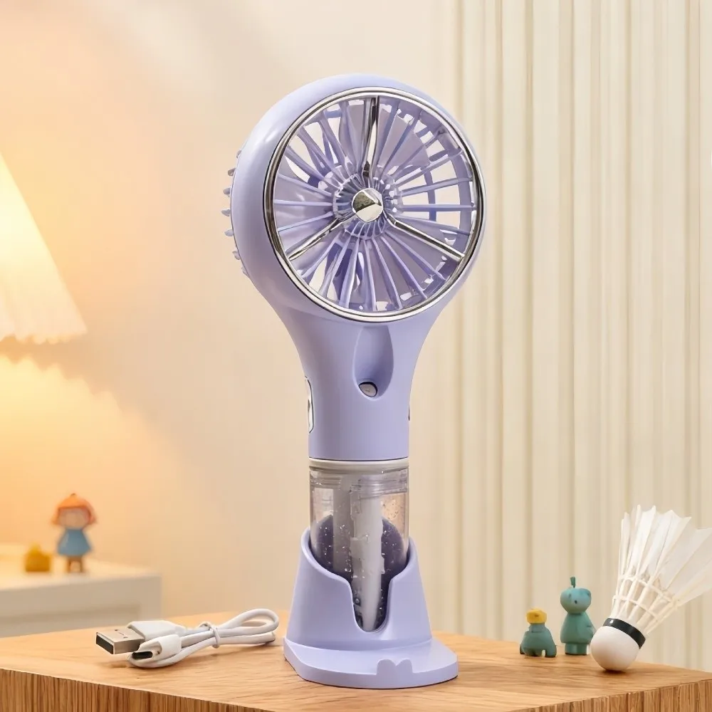 Mini Portable Handheld Fan Hydrating Spray Cooling Electric Hand Fan USB Rechargeable Bracket Base Pocket Fan Summer Use