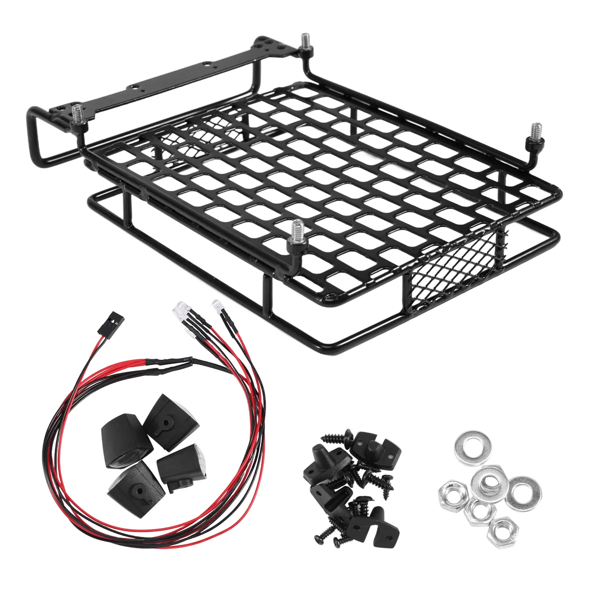 Roof Luggage Rack LED Light Bar for Wrangler Tamiya CC01 Axial SCX10 Aluminum Alloy Luggage Rack Car Roof Rack