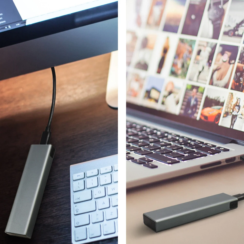 M.2 NVME SATA Dual Protocol Hard Drive Case 2TB Solid State Drive Adapter Enclosure Aluminium Alloy for 2230/2242/2260/2280 SSD