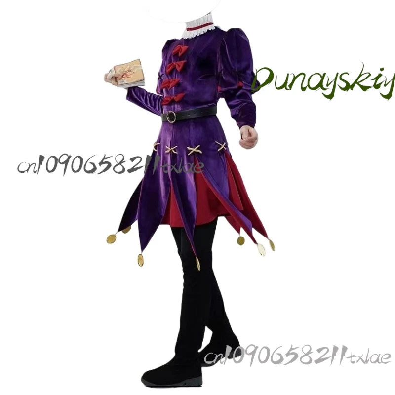 Disfraz de Cosplay de Anime Delicious In Dungeon Cos Thistle, traje morado, peluca de mago Lunático, Cosplay para mujeres y hombres, juego de rol de Halloween