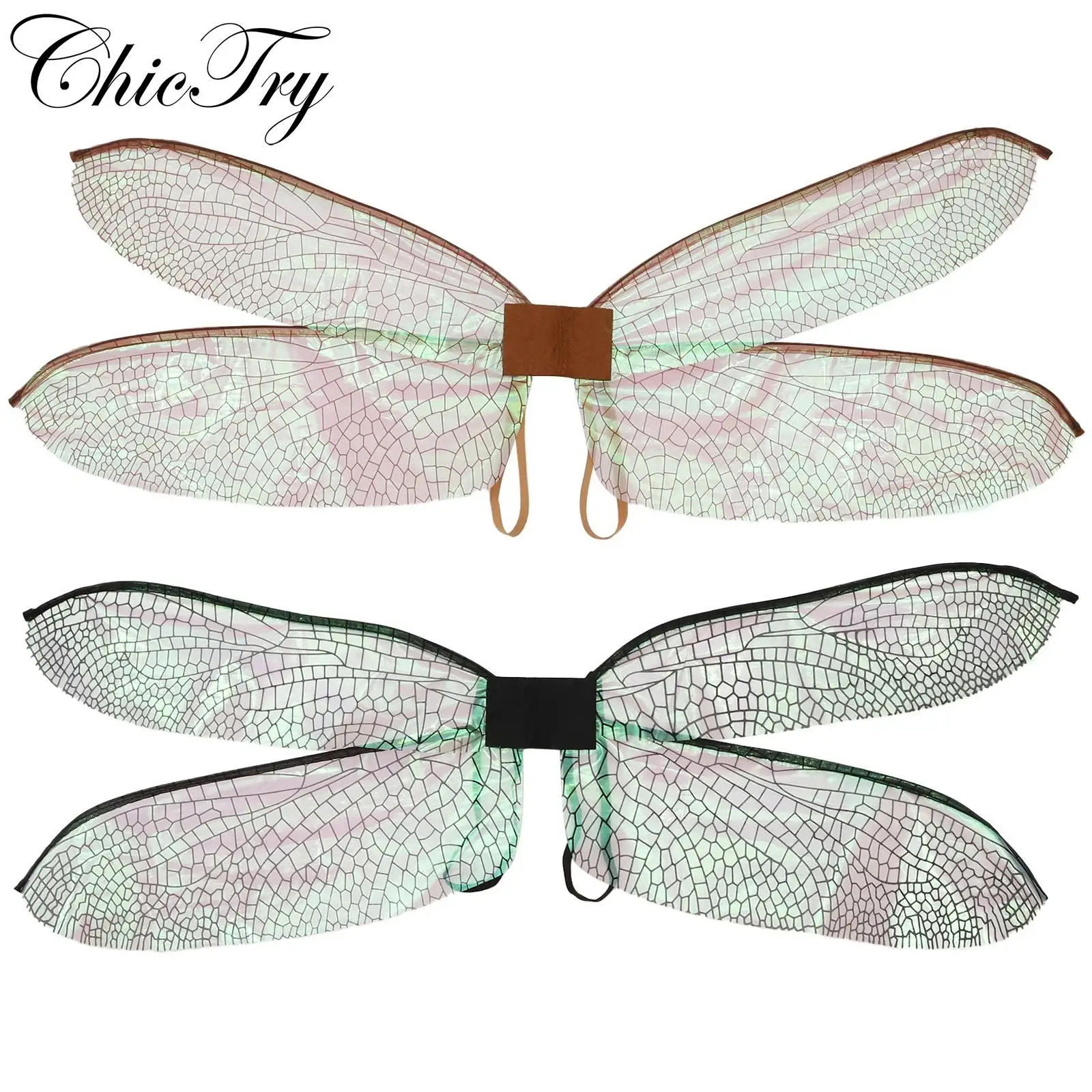 Women Girls Forest Fairy Dragonfly Angel Wings Costume Accessories for Halloween Party Cosplay Carnival Roleplay Stage Dress Up