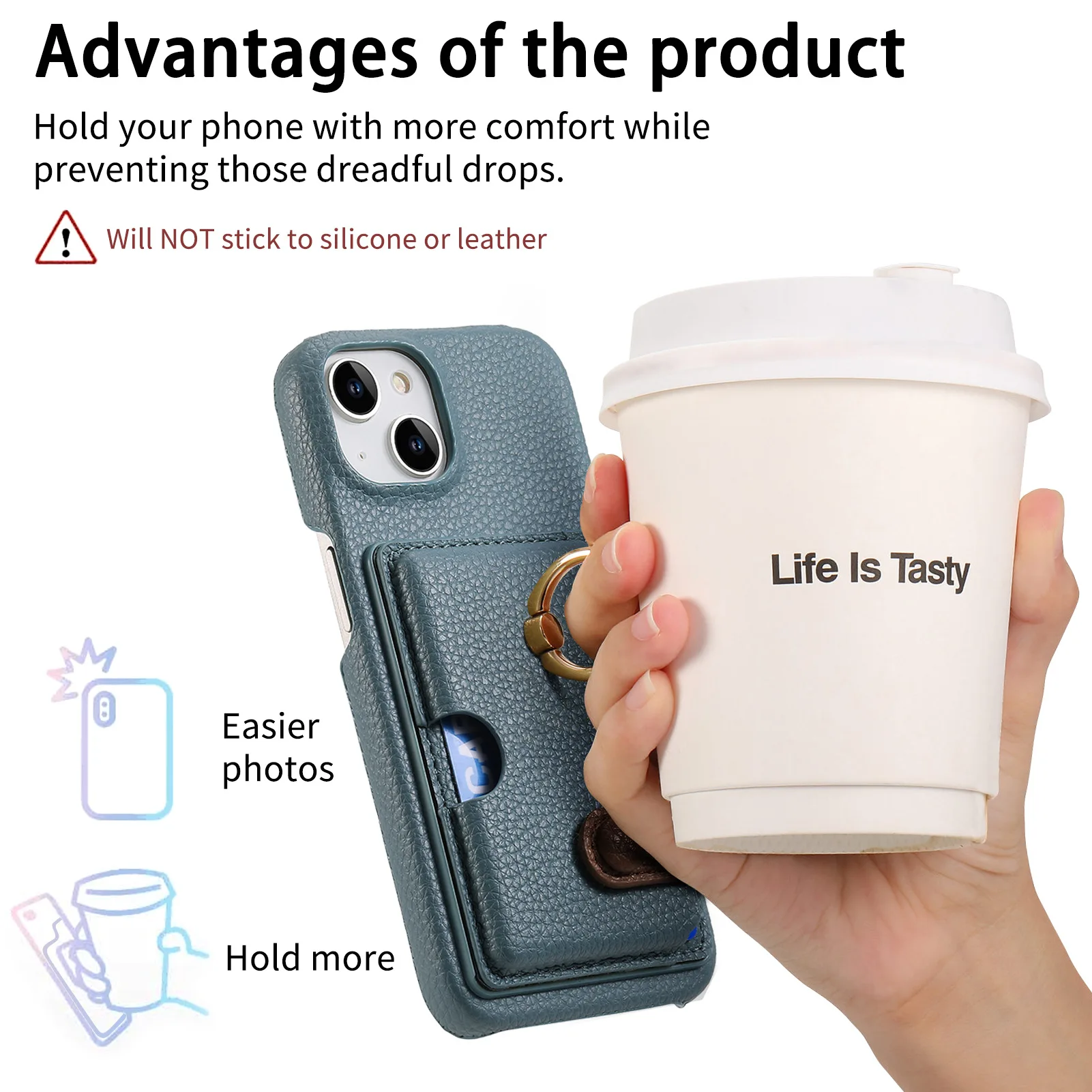 Leather Ring Support Phone Case for IPhone 17 Air 16E 18 16 15 14 13 12 11 Pro Max Plus Wallet with Card Holder Shockproof Cover