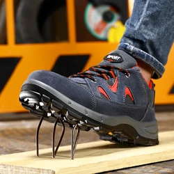 Men's Safety Shoes Steel Toe Anti-Smash Puncture-Proof Wear-resistant Soft Outdoor Industrial Workshop Factory Work Shoes