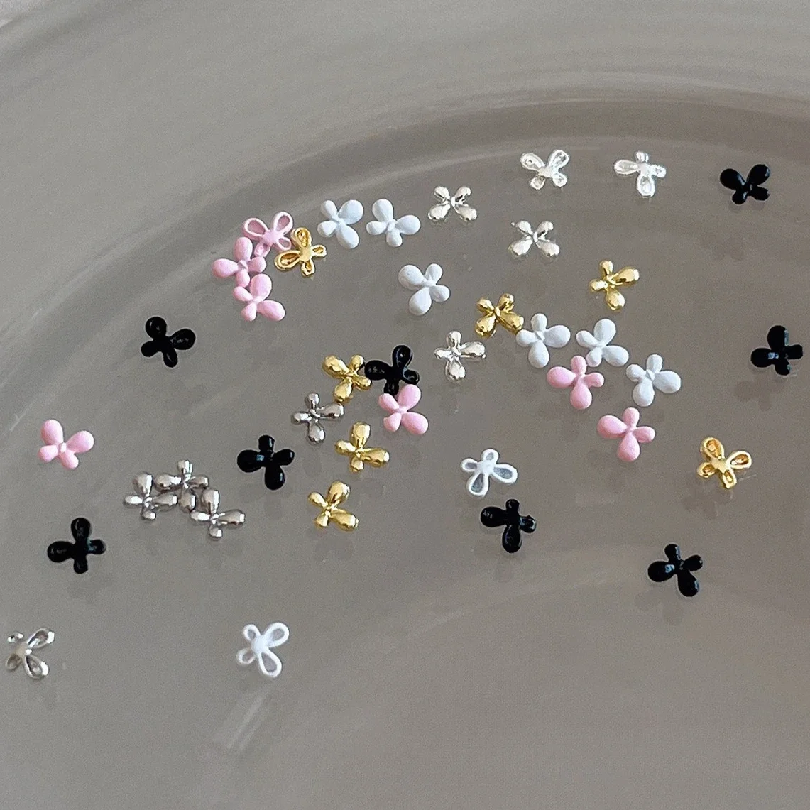 

Little Alloy Butterfly Gold Silver White Pink Black Small Bowknot Ribbon Bow Tie Nail Art Decorations Charm Manicure Accessories
