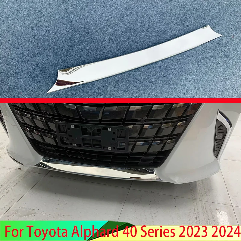 For Toyota Alphard 40 Series 2023 2024 Stainless Steel Plated Before The Bar Bumper Cover Shield Trim Molding Lower Grille