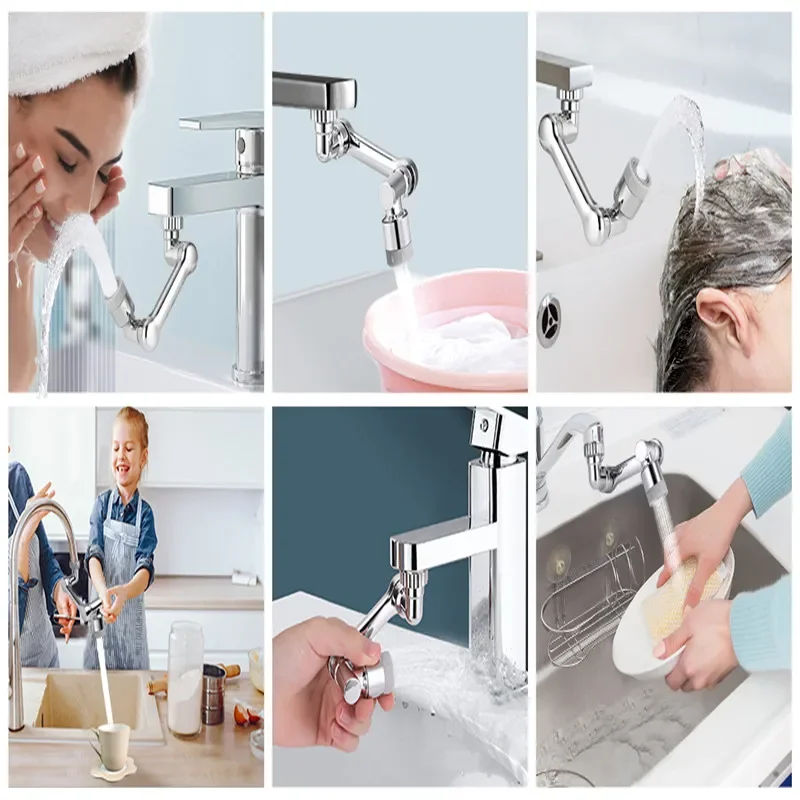 1080 Universal Rotation Faucet Extender Sprayer Head Kitchen Robot Arm Extension Faucets Mixer Aerator Bubbler Water Tap Nozzle