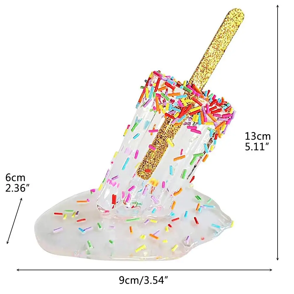 Home Decoration Ice Cream Resin Ornaments Artificial Lollipop Melting Popsicle Sculpture Summer Cool Popsicle