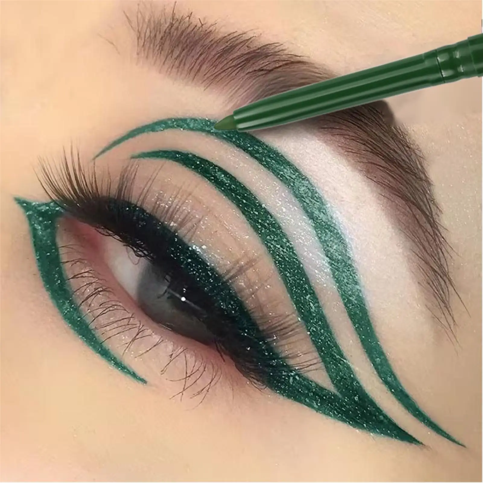 1PC Smooth Eyeliner,  Easy to Use, Green, Waterproof, Suitable for Beginners,Easily Create Festive Holiday Eye Makeup