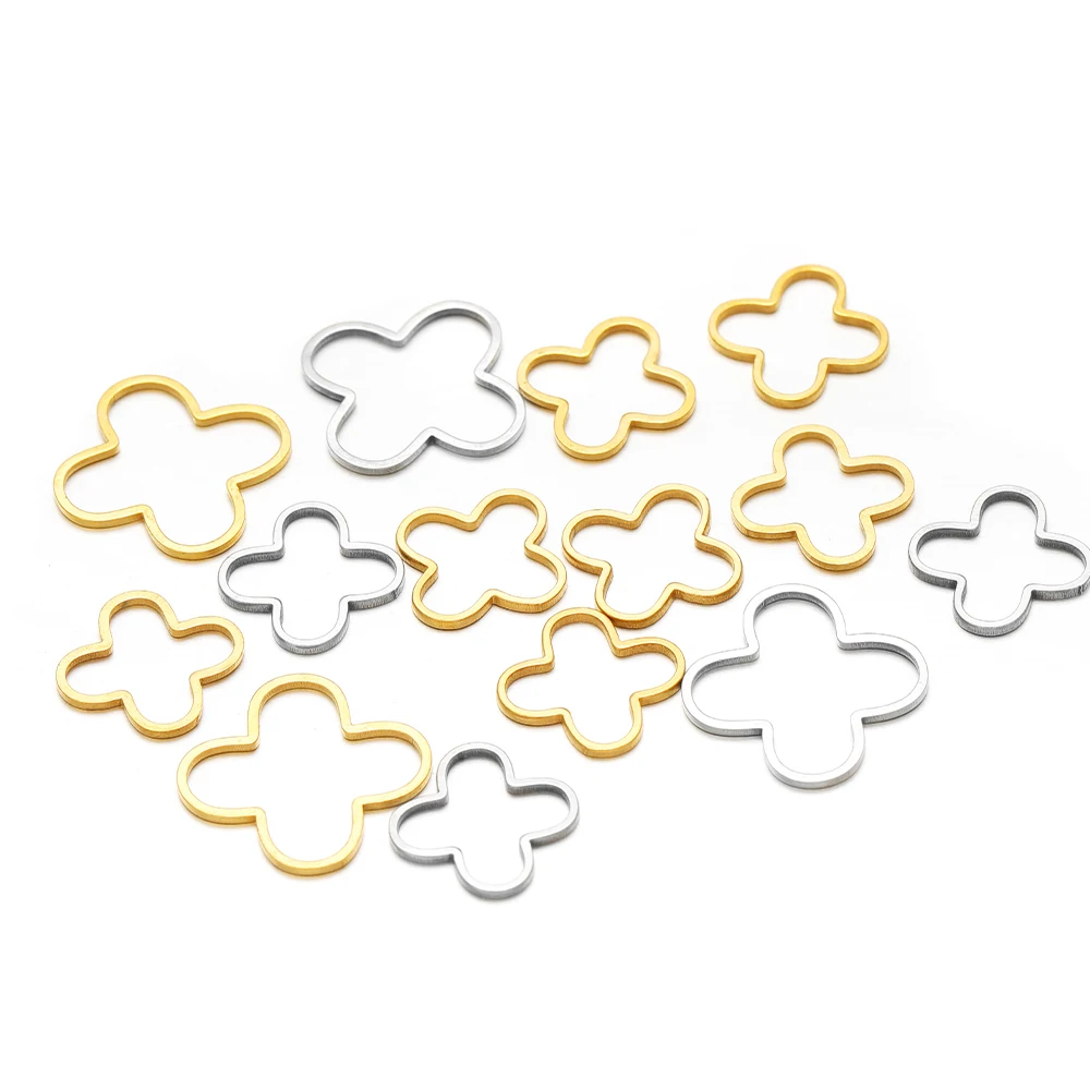 

20pcs Gold Stainless Steel Four Leaf Flowers Charms Connectors for DIY Jewelry Findings Necklace Earring Making Accessories Bulk