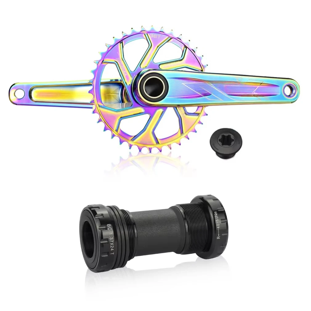 (Special Discount) Bicycle Crankset-170mm 104 BCD Color Crankset Parts with Bottom Stand for Bicycle Crankset Replacement