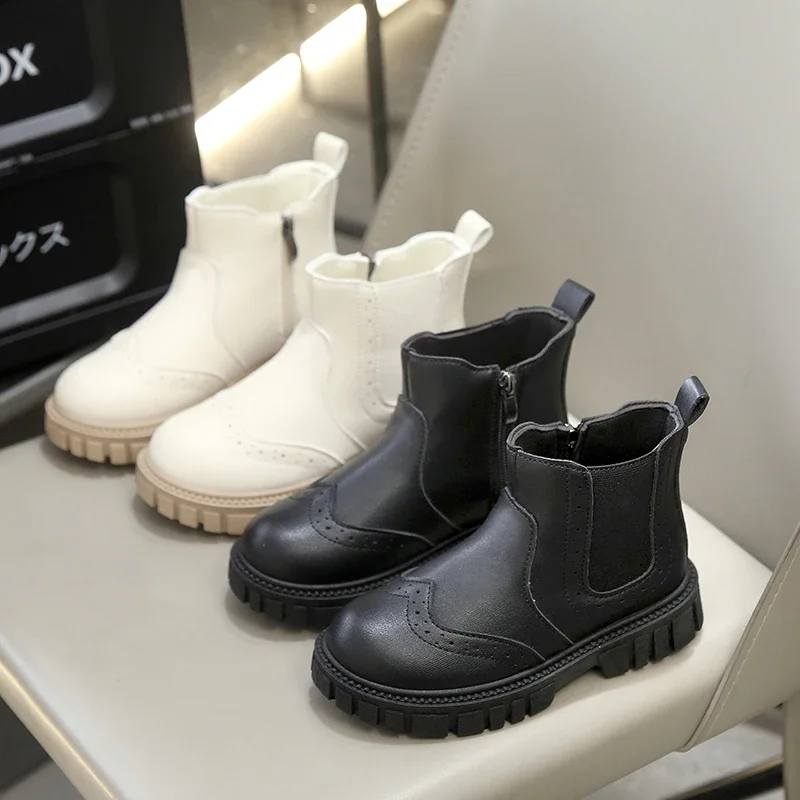 

Girls Ankle Boots Soild Color Versatile Kids Casual Boots Soft Bottom 2025 Autumn Winter New Children Leather Boots Non-slip