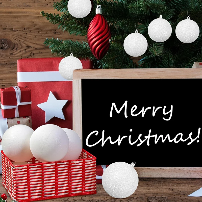 6 قطعة 4/5/6/7 سنتيمتر الأبيض قوس قزح رغوة كرات شجرة عيد الميلاد معلقة قلادة الحلي ديكور المنزل هدايا الحفلات السنة الجديدة 2025 نافيداد