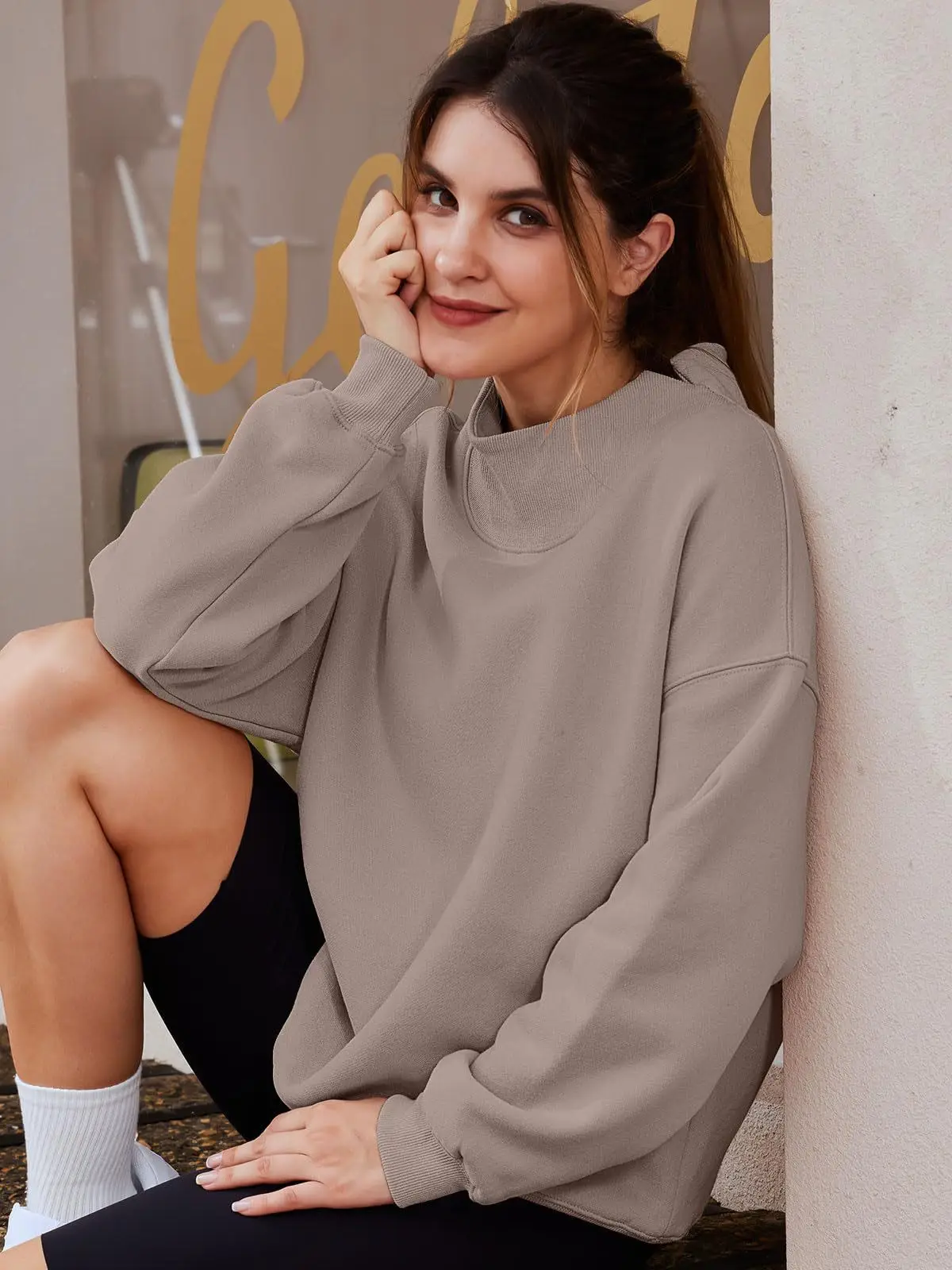 Womens-Oversized-Mock-Neck-Sweatshirt-Shoulder-Cut-Out-Design-Solid-Color-Long-Sleeve-Autumn-Lazy-Fit-Casual-Commuter-Pullover-T