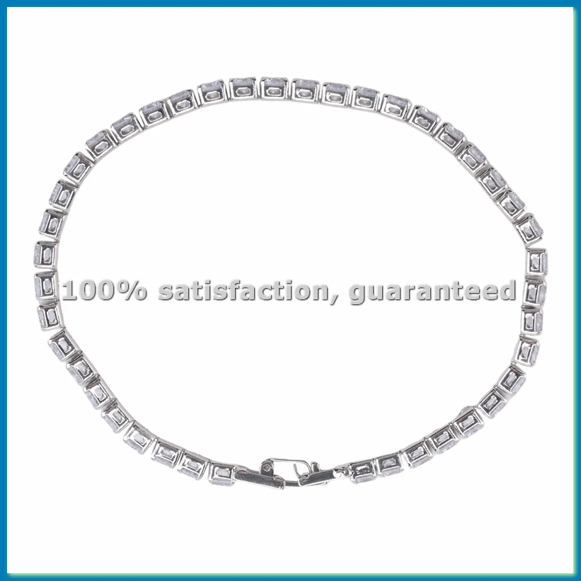 Cubic Zirconia 1 Row Tennis Chain Bracelet Men And Women Jewelry Brass / Copper Material Clasp Bracelet Link Jewelry Silver-ABFB