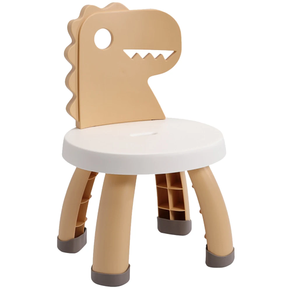 

Children's Study Chair Kids Stool Cartoon Dinosaur Yellow Portable Step Stool Safe Rounded Corners PP Material Toddler Back
