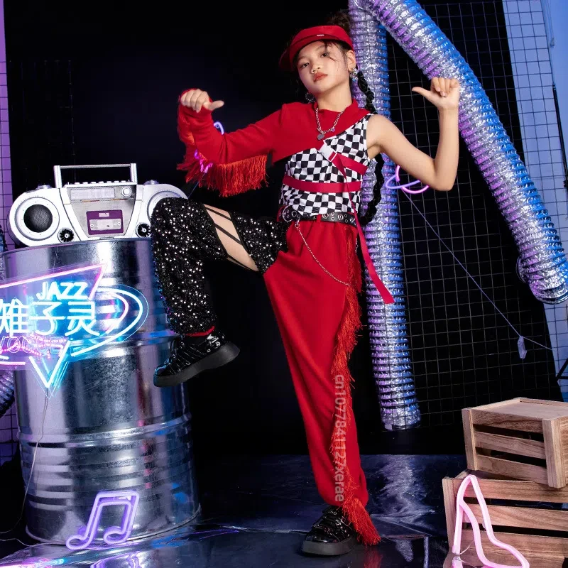 مجموعة رقص الشوارع الرائعة والوسيم للأطفال، ملابس رقص الجاز العصرية للفتيات، مجموعة أداء الهيب هوب للأطفال