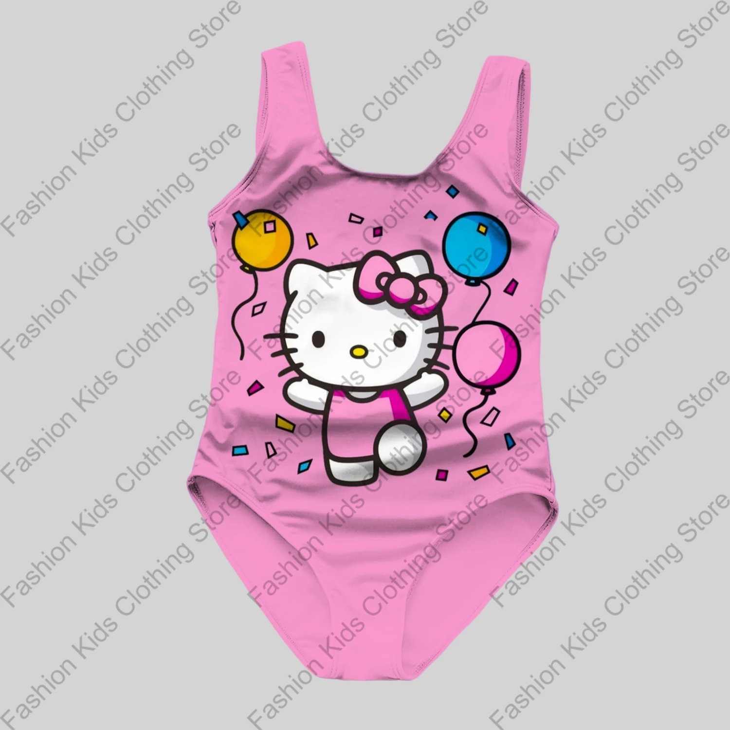 MINISO Girls Summer One-Piece Swimsuit Fashion Cartoon Cute Hello Kitty & Friends Print Women Swimwear Sleeveless Swim Clothing