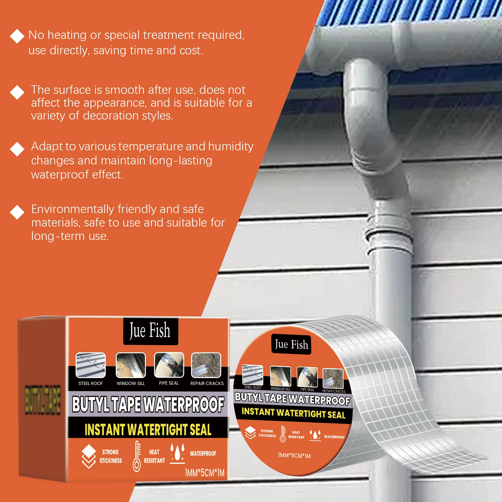 Waterproof Butyl Tape Roof Leak Repair Sealing Moisture Proof High Adhesion Self Adhesive Aluminium Foil Waterproofing Membrane