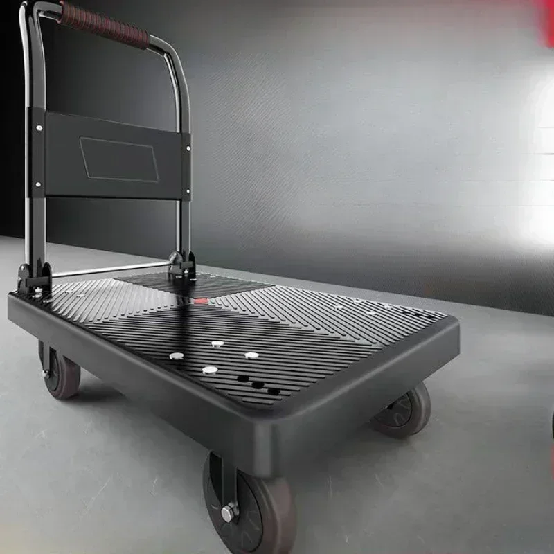 New model Household Goods Trolley Pulling Goods Four-wheeled Flatbed Cart Pushing Goods Truck Folding Trolley Express Trailer