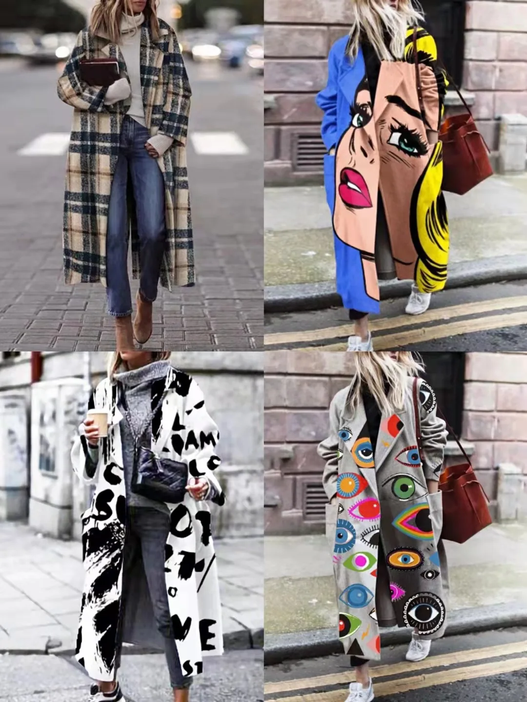 

Женское длинное пальто с лацканами, шерстяное тонкое осеннее пальто с принтом Fem Faionable Commute Sle Long Sve Novel, полиэфирное волокно